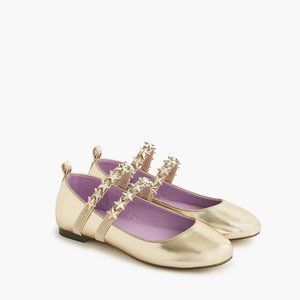 J Crew metallic ballet flats with star straps
